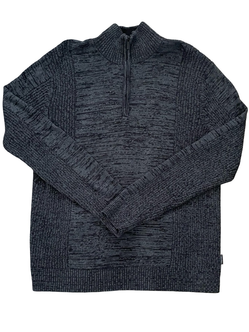 Calvin Klein Charcoal Ribbed 1/4 Zip Pullover Sweater Mens Large